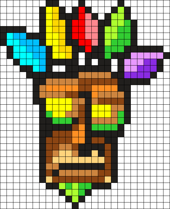Aku Aku Perler Charm Perler Bead Pattern / Bead Sprite - Minecraft Pixel Art Crash Bandicoot (547x673), Png Download