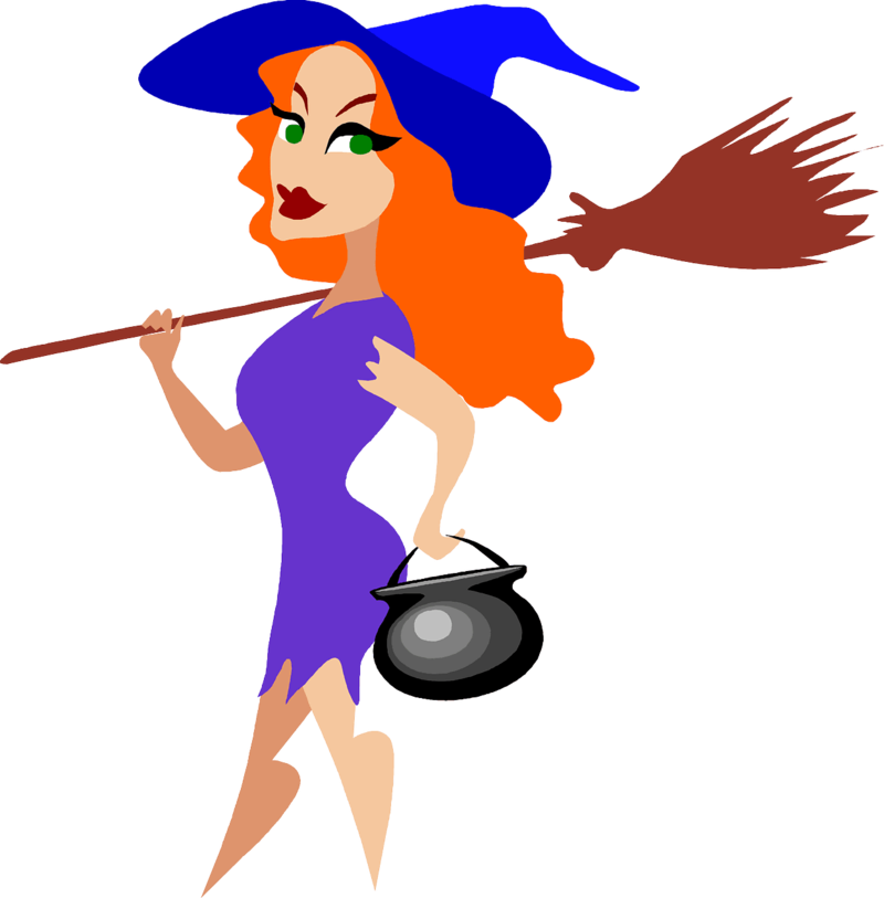 Purple Witch Broom - Sexy Witch Clip Art (689x700), Png Download