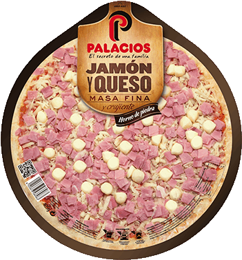Thin-base Ham & Cheese Pizza - Palacios Alimentacion (350x410), Png Download