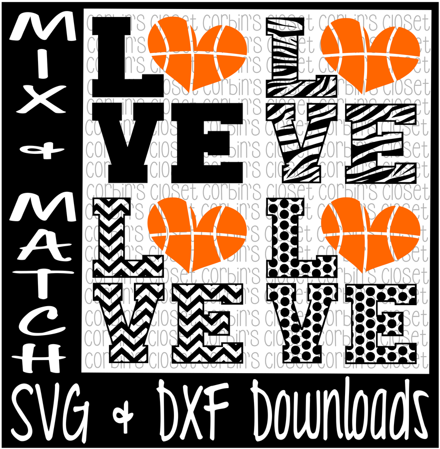 Download Love Heart Basketball Mix & Match Cutting File By Corbins
