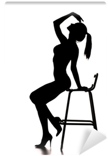 Silhouette Of Pretty Stripper On A Chair Wall Mural - Silhouette (400x400), Png Download