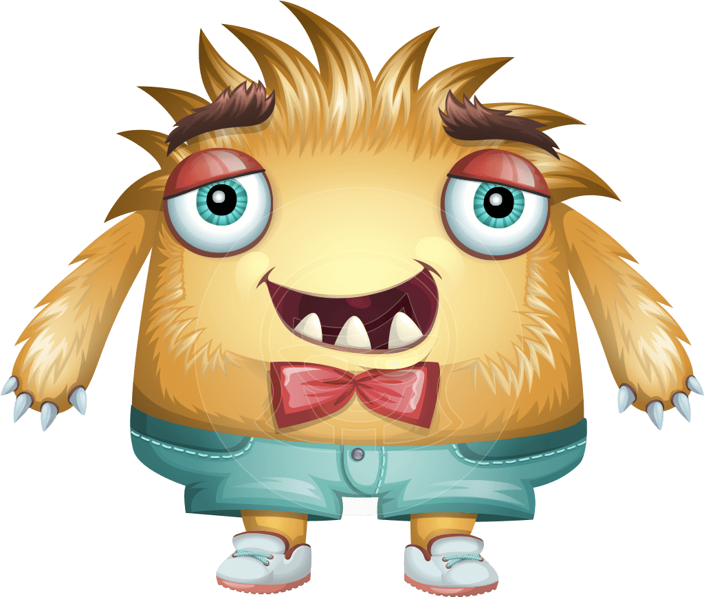 Vector Fluffy Cute Creature Graphic - Animated Cartoon (1025x1060), Png Download