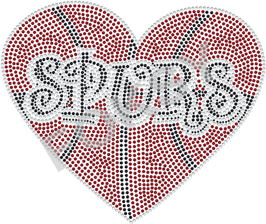 Basketball Heart Spurs Rhinestone Iron On Transfer - Heart (546x546), Png Download