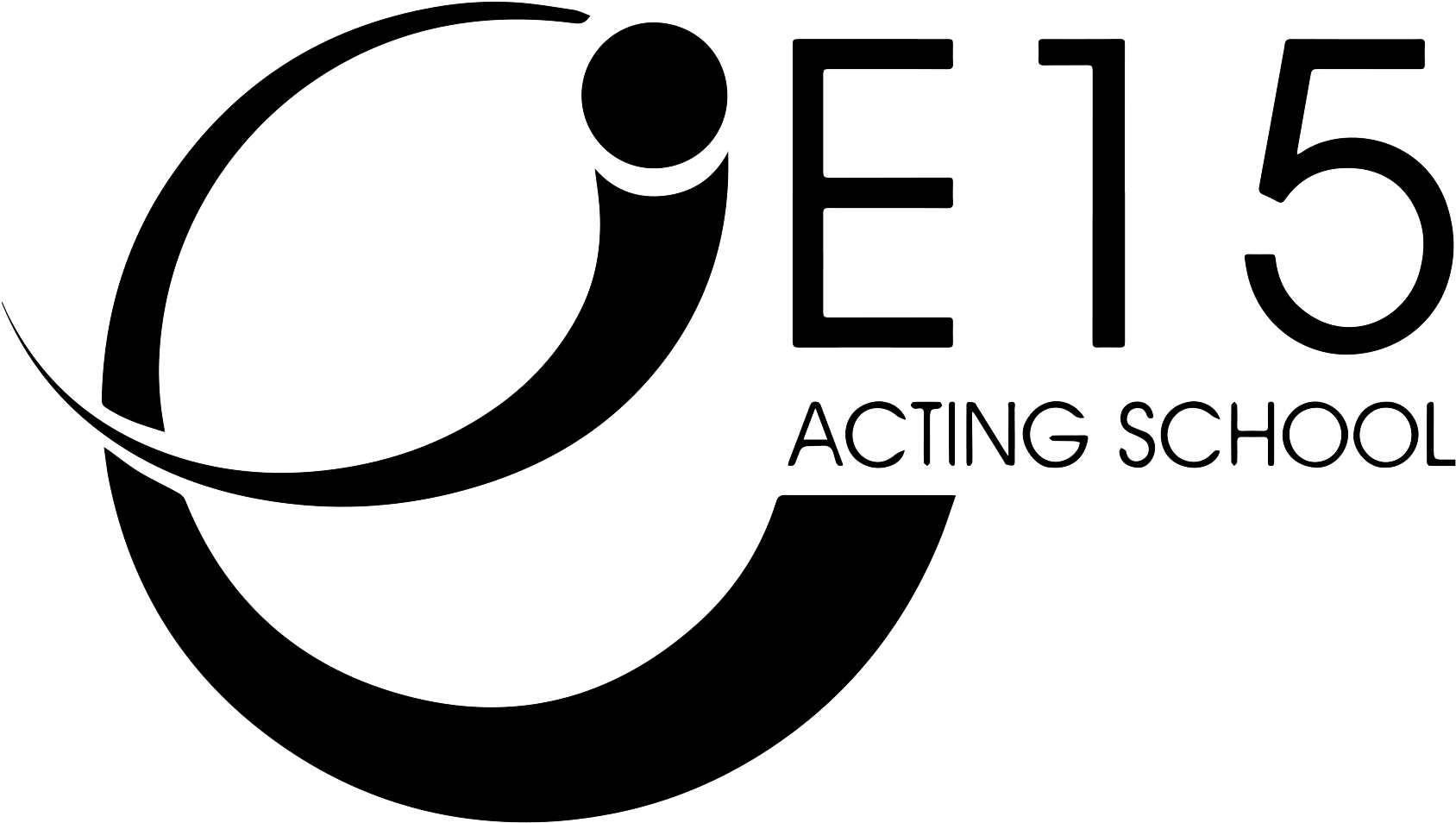 East 15 Acting School Logo In Black And White - East 15 (2329x1053), Png Download