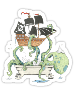 Kraken In The Tub By Handclones - Kraken (375x360), Png Download