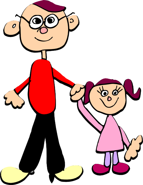 Daddy And Me Clip - Father And Daughter Clipart (462x596), Png Download