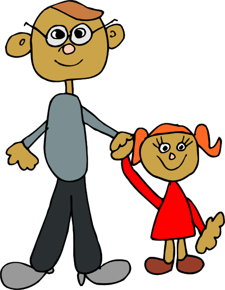 Monkey Clipart Daddy - Father And Daughter Clipart (462x595), Png Download
