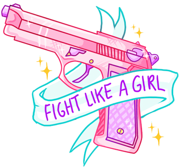Tumblr Transparent Collage Stickers Fight Like A Giiiirl - Fight Like Girl (400x392), Png Download