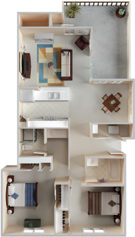 For The Sand Castle Floor Plan - Footprints On The Bay Apartments (640x480), Png Download