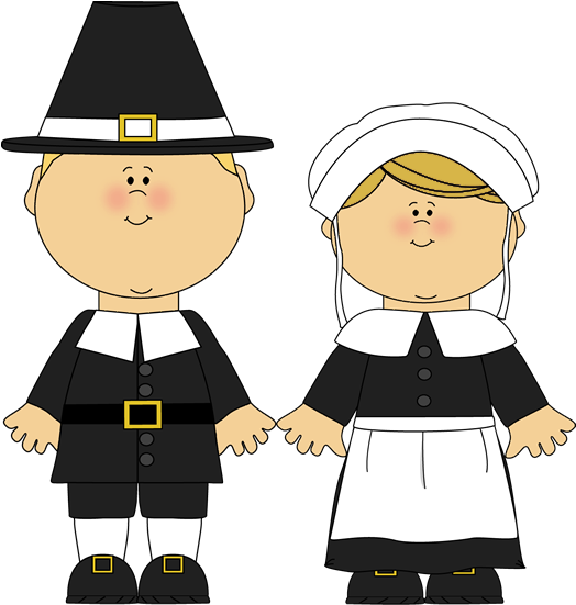 Male Pilgrim And Female Pilgrim Png Clipart - Pilgrims Clipart (554x598), Png Download