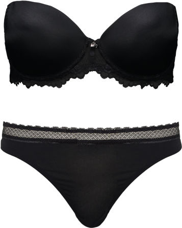 Strapless Thong Set Black Setv06 2084thong - Swimsuit (800x741), Png Download