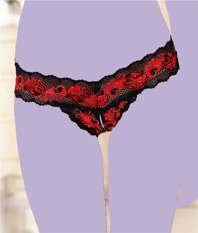 Cross-dyed Lace Crotchless Thong - Panties (1024x1024), Png Download