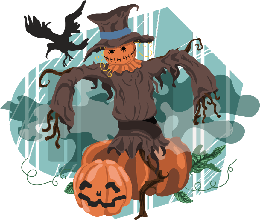 Free Halloween Scene Clipart, 2 Pages Of Free To Use - Halloween Scarecrow Clip Art (900x770), Png Download