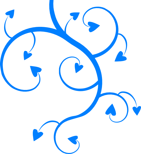 Blue Hearts Swirls Leaves Clip Art - Grey And Pink Borders (546x596), Png Download