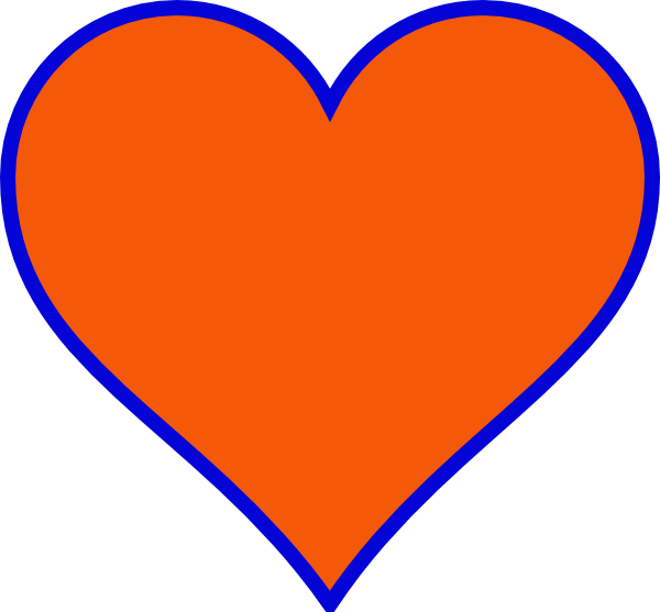 Orange & Blue Heart Clip Art At Clker - Orange And Blue Heart (600x557), Png Download