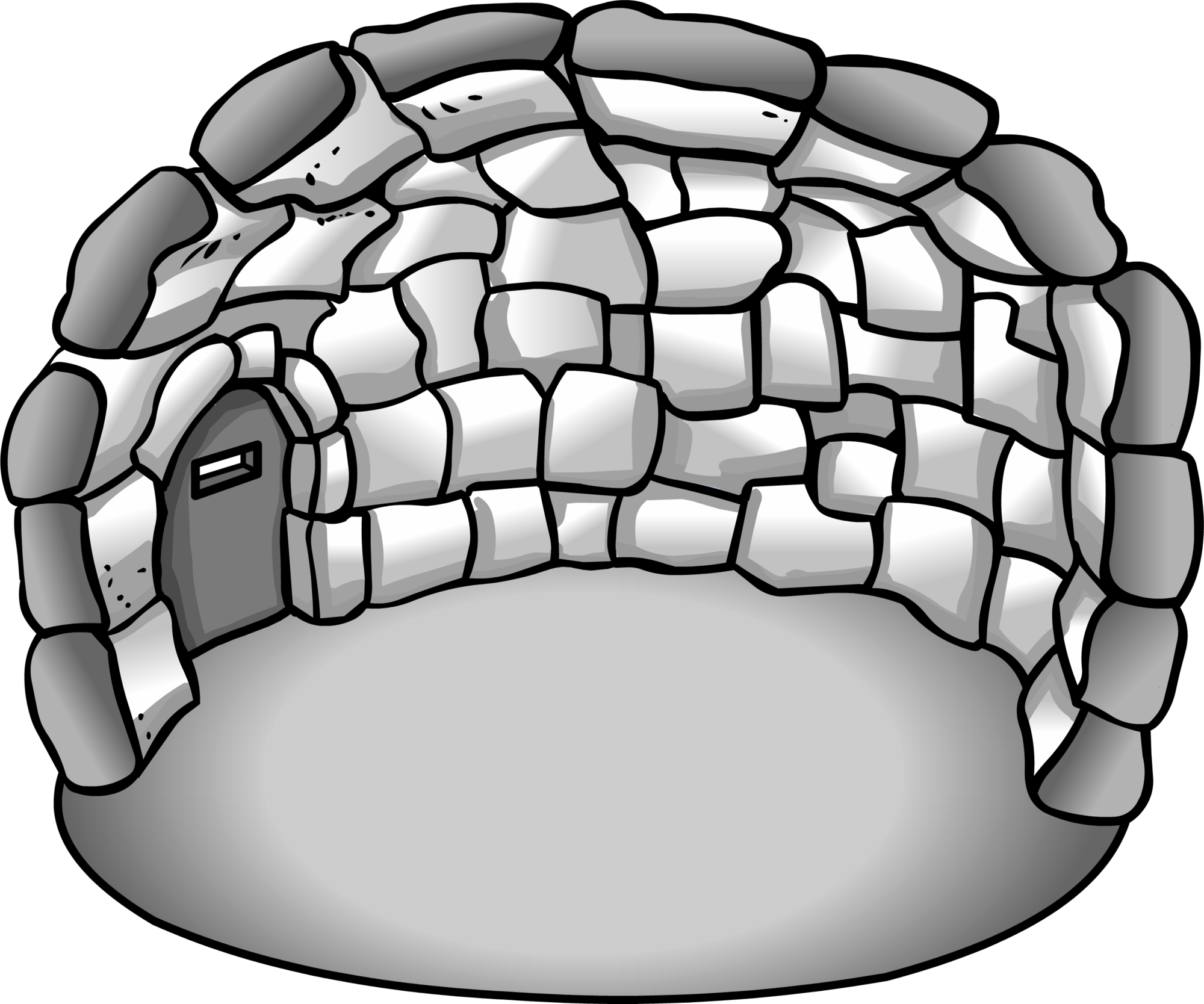 Secret Stone Igloo - Club Penguin Non Member Items (2000x1668), Png Download