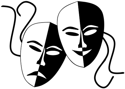 Theatermasken Masks Theater Happy Sad Acti - Comedy And Tragedy Masks Png (460x340), Png Download