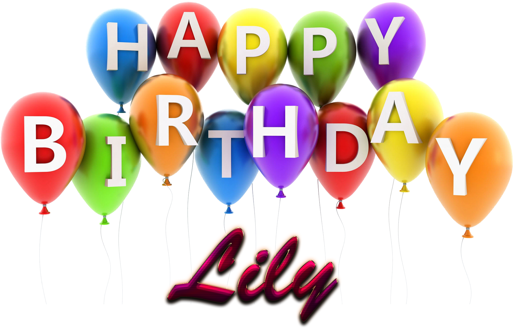 Lily Happy Birthday Balloons Name Png - Happy Birthday Name Png (1920x1200), Png Download