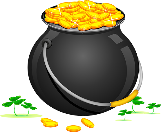 Cauldron Vector Leprechaun Jpg Transparent Library - Gold Coin (555x455), Png Download