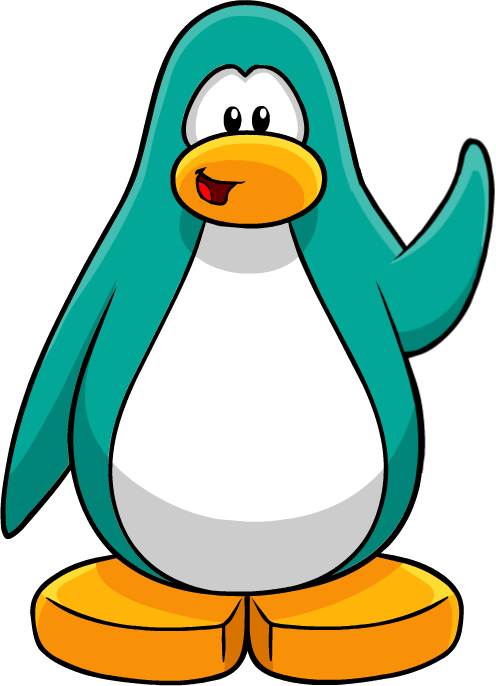 Start Module Penguin Waving - Club Penguin Aqua Penguin (496x686), Png Download