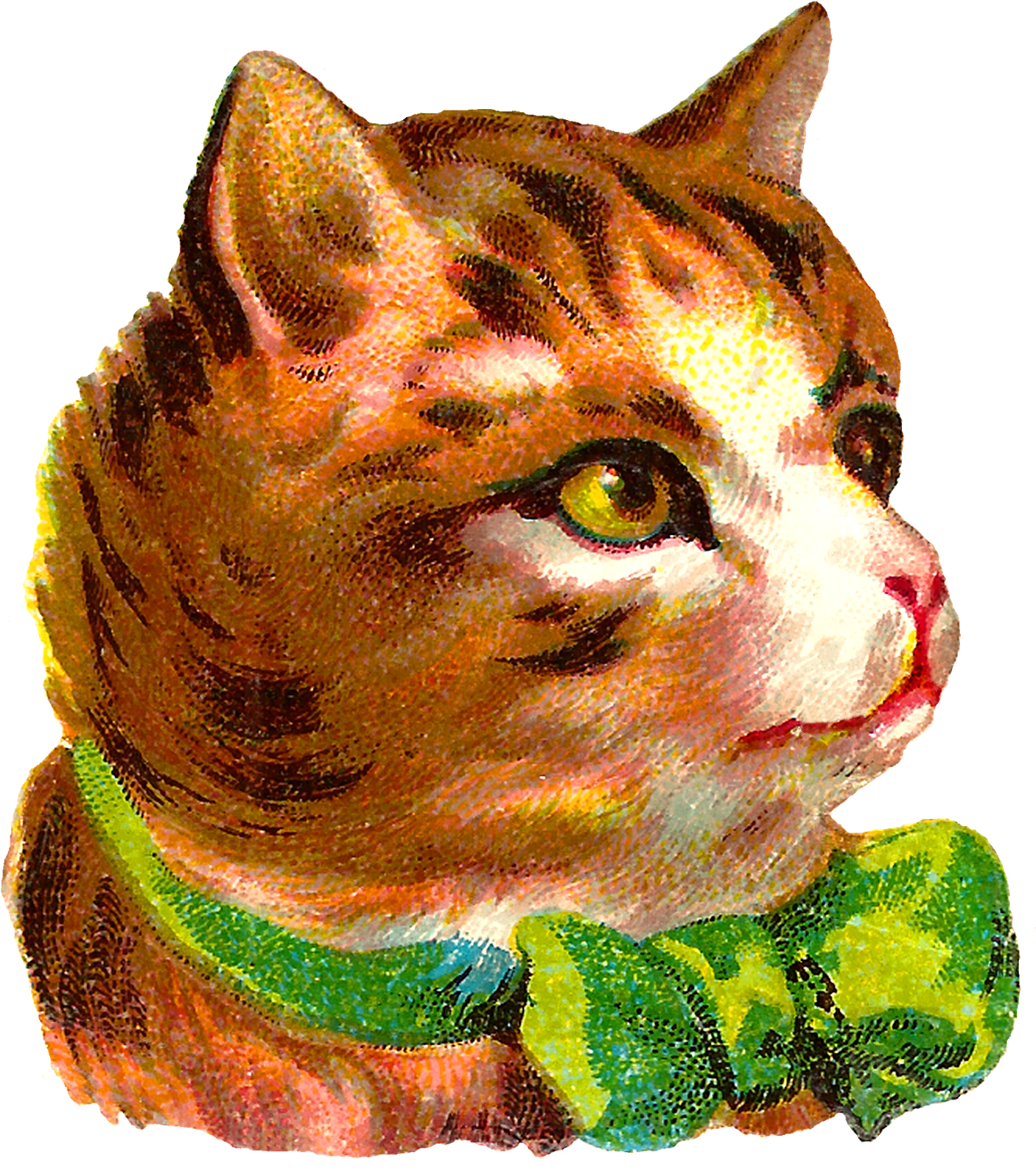 Victorian Antique Free Cat Clip Art Pet Tabby Png Black - Victorian Cat Art (1424x1600), Png Download