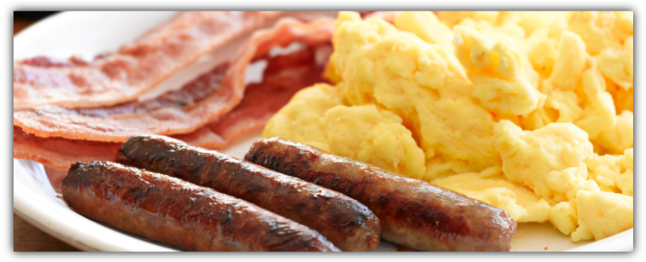 Breakfast Sausage Png - Eggs Sausage And Bacon (930x368), Png Download