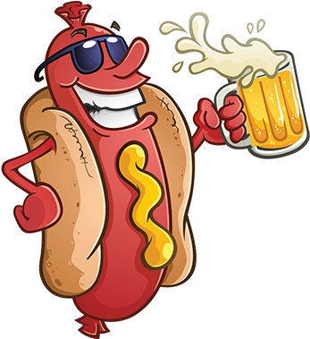 Brewcity Sausage - Sausage Beer Cartoon (360x378), Png Download