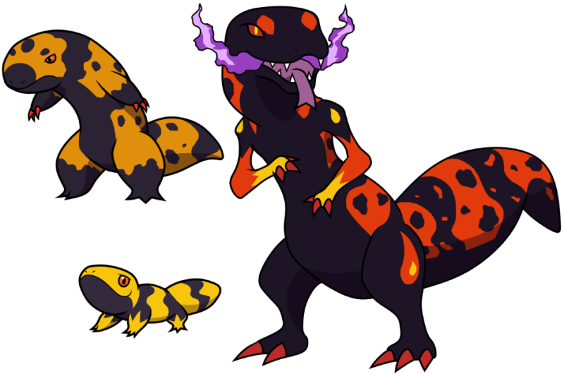 Salamander Clipart Barred - Poison Fire Fakemon (800x530), Png Download