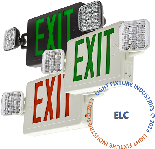 Combo Exit Sign Emergency Light Multi Options - Light Fixture Industries Lfi Lights - Hardwired Red (600x600), Png Download