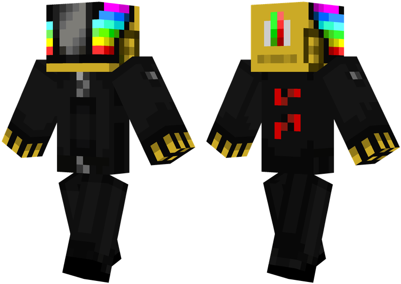 Daft Punk - Green And Black Minecraft Skins (804x576), Png Download