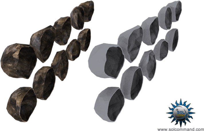 Hollow Half Asteroid Set 3d Model Free Download Solcommand - Low Poly (800x500), Png Download