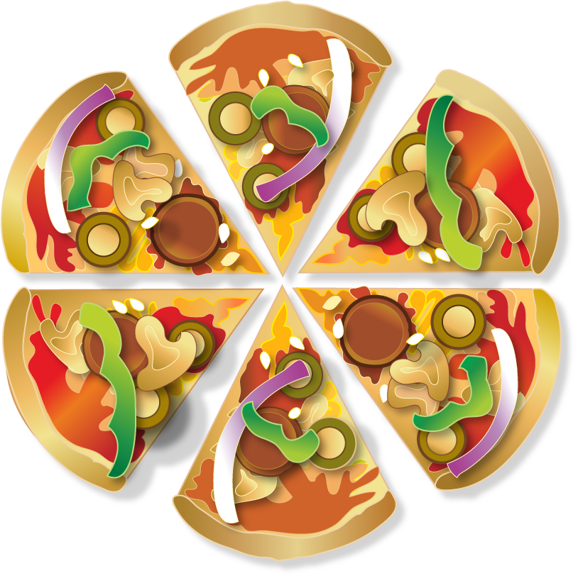 Pizza Vector 6 Slice - Chocolate (814x815), Png Download