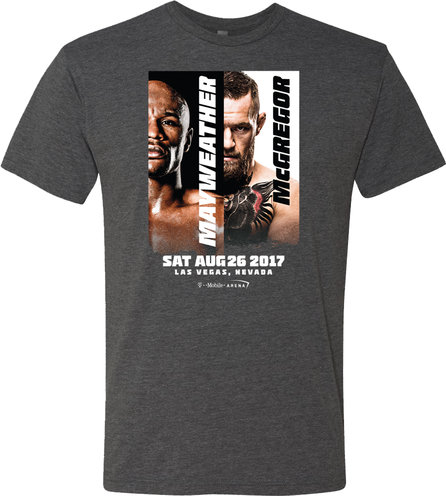 Mayweather Vs Mcgregor Gray Poster Art T-shirt - Floyd Mayweather Jr. Vs Conor Mcgregor Boxing Official (972x1137), Png Download