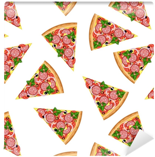 Seamless Background From Slices Of Tasty Pizza - Pizza (400x400), Png Download