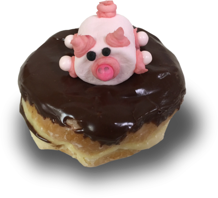 Pig In Mud Donut Which Is A Raised - Marshmallow Donut Transparent (500x400), Png Download