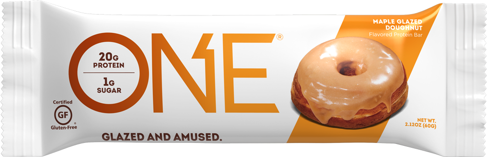 One Bars Maple Glazed Doughnut Protein Bar - One Maple Donut Protein Bar (1037x360), Png Download