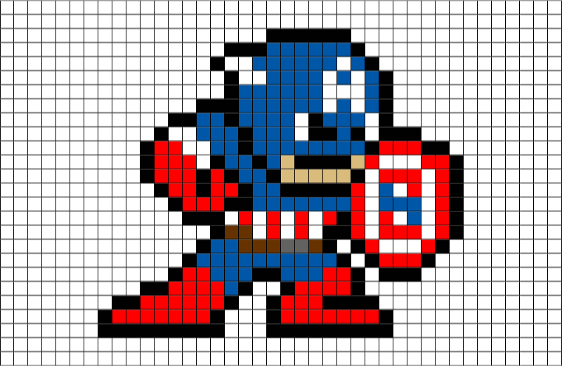 Captain America Perler Bead Pattern (800x521), Png Download