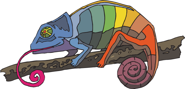 Rainbow Chameleon Clip Art - Rainbow Chameleon (600x288), Png Download