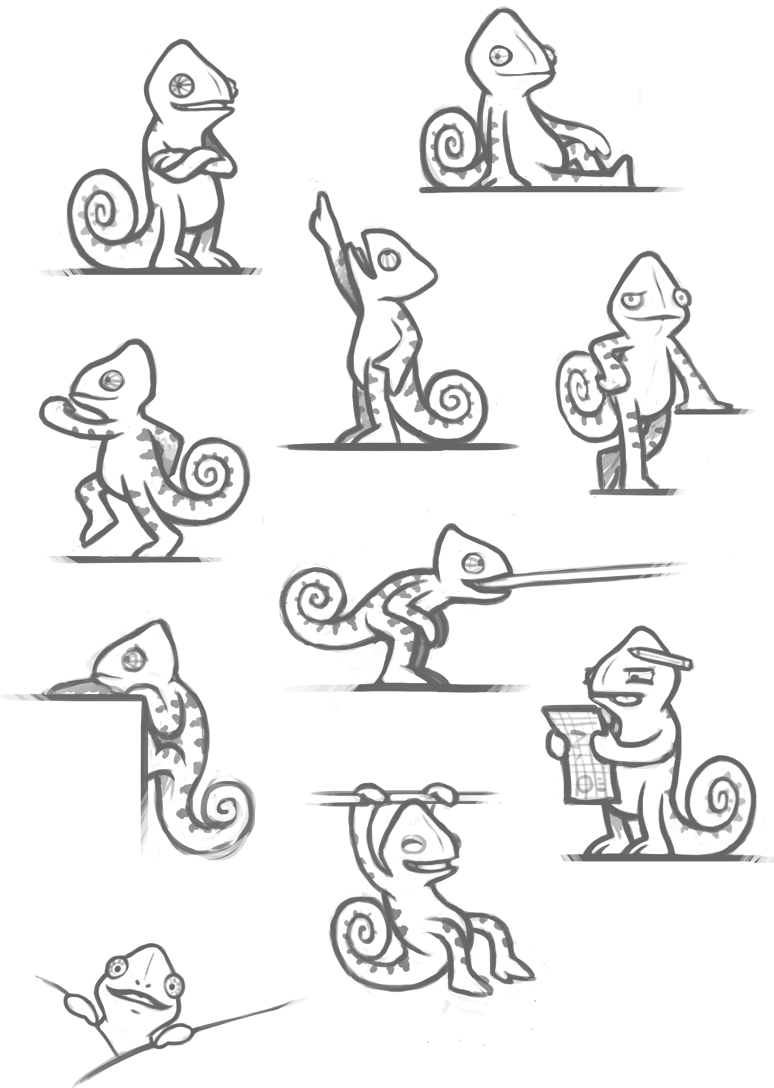 Sketches For Green Chameleon - Chameleon Character Sketches (840x1118), Png Download