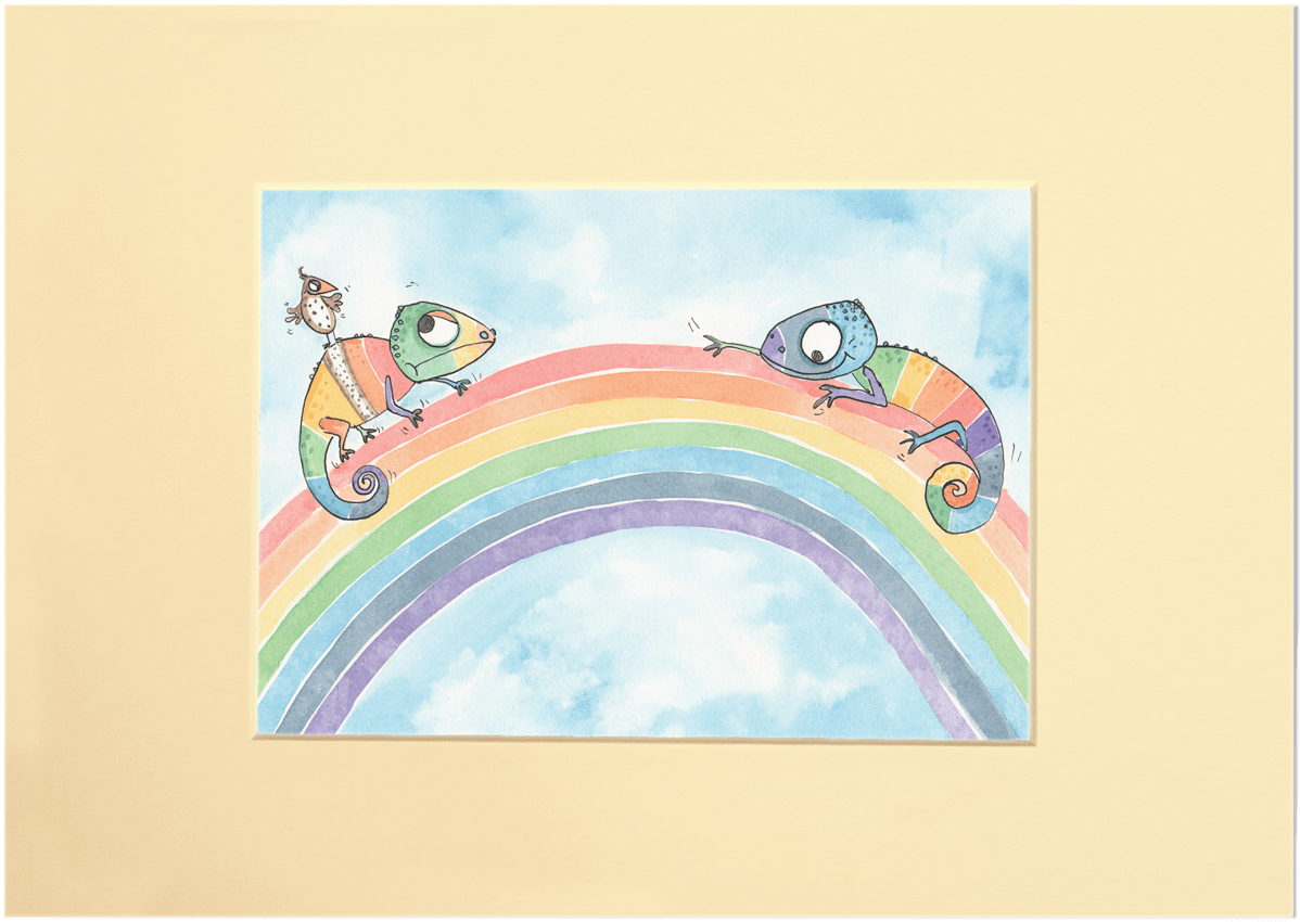 Rainbow Chameleons Mount - Painting (1200x1200), Png Download