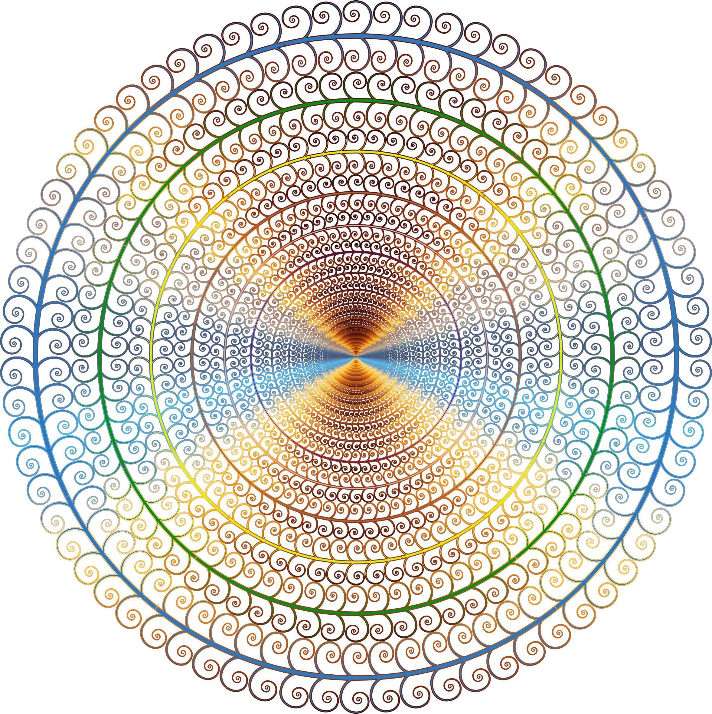 Prismatic Spiral Tree Circle 2 No Background Svg Transparent - Circle Art No Background (2354x2358), Png Download
