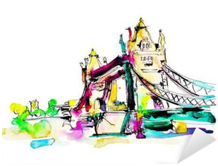 Watercolor Sketch Painting Of The Tower Bridge In London - London (400x400), Png Download