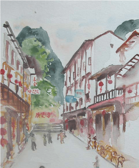 Yangshuo - Technique - Watercolor - Painting (600x600), Png Download