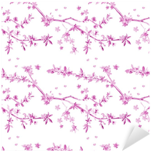 Elegant Seamless Texture With Almond Blossom Flowering - Painting (400x400), Png Download