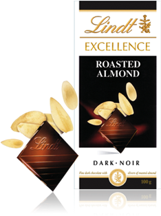 Buy Lindt Excellence Blocks Almond At Moo Lolly Bar - Lindt Excellence Roasted Almond Dark (410x445), Png Download