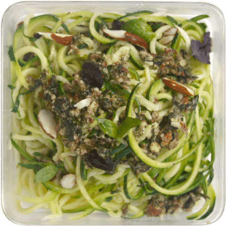 Zucchini Noodles & Almond Pesto - Bucatini (500x500), Png Download