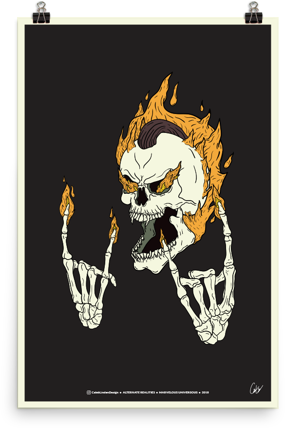Ghost Rider Skater Marvel Print (1000x1000), Png Download