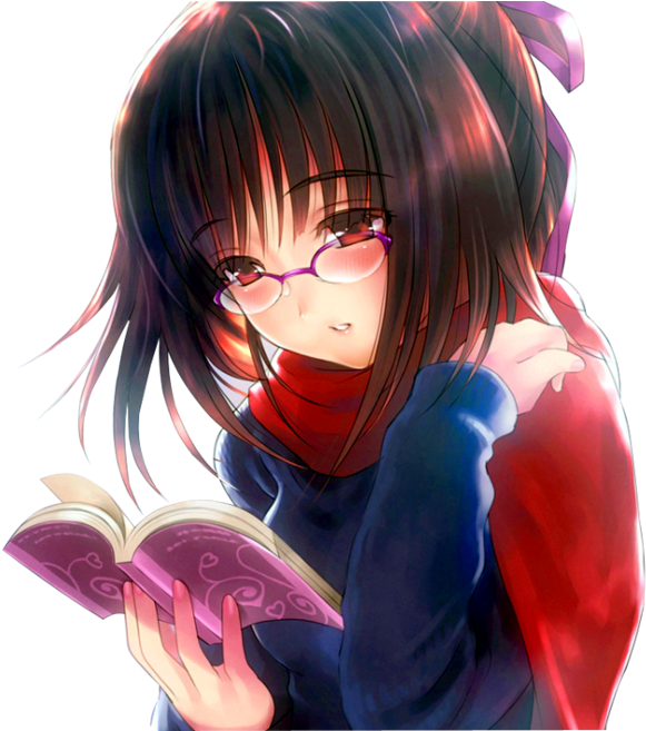 Cute Anime Girl Reading Book - Anime Girl With Book Png (800x656), Png Download