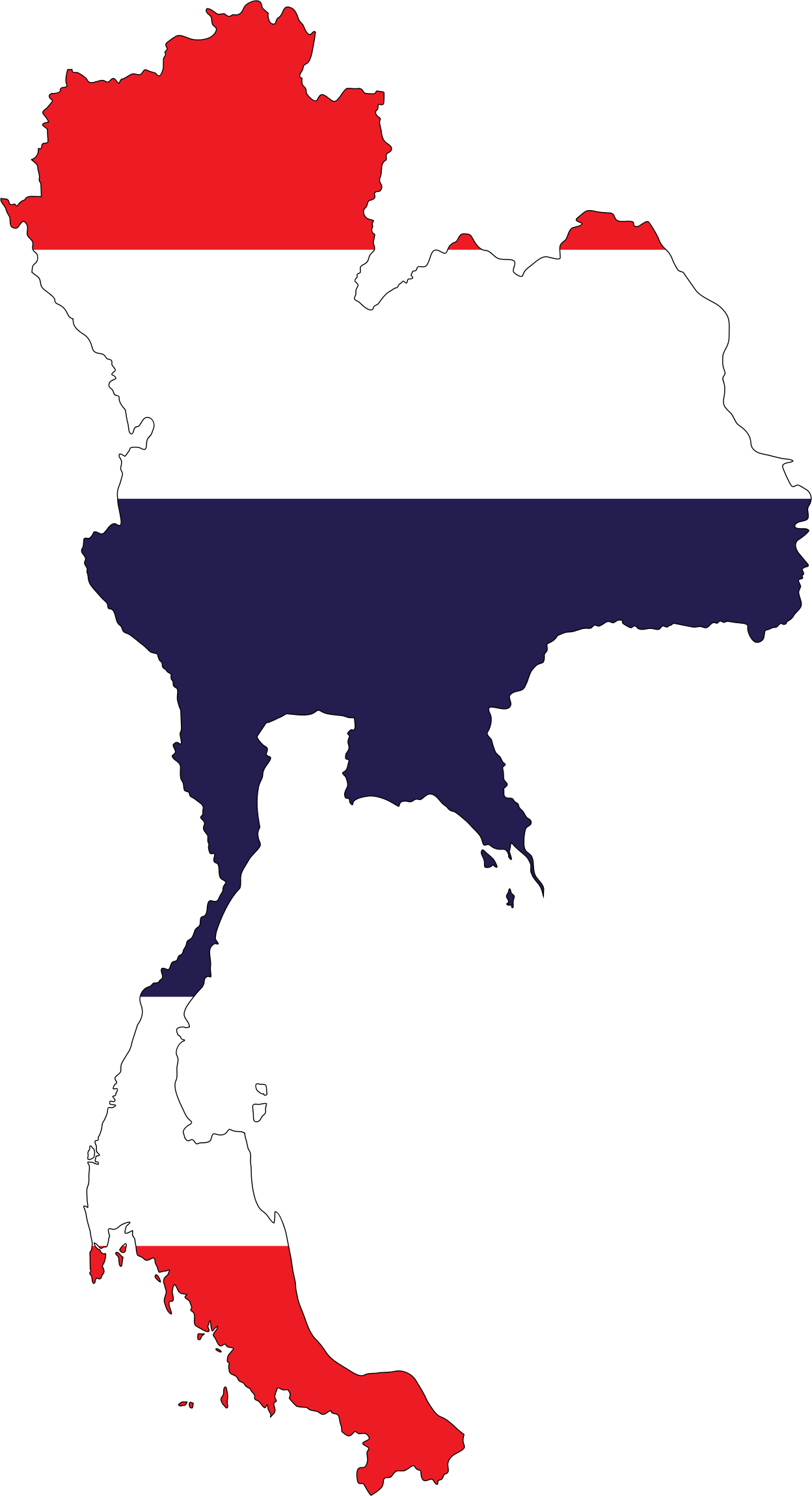 World Map Flag Clipart Png - Thailand Flag Map Png (1248x2300), Png Download