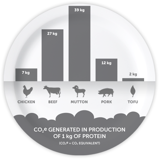Co2 Meat Gates - Meat Consumption Environmental Impact (608x607), Png Download